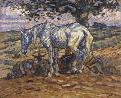 Koń Don Quihotes Rosinante, 1911 (olej na tekturze) autorstwa Nils Kreuger