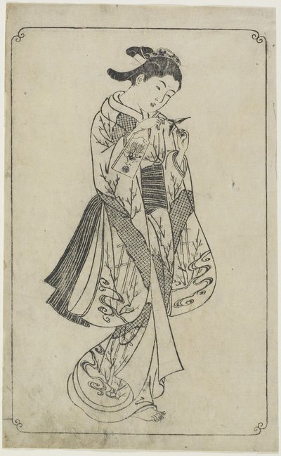 (Curtesan Holding a Battledore), 1739 autorstwa Nishikawa Sukenobu