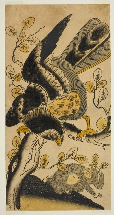 Orzeł i Małpa autorstwa Nishimura Shigenaga
