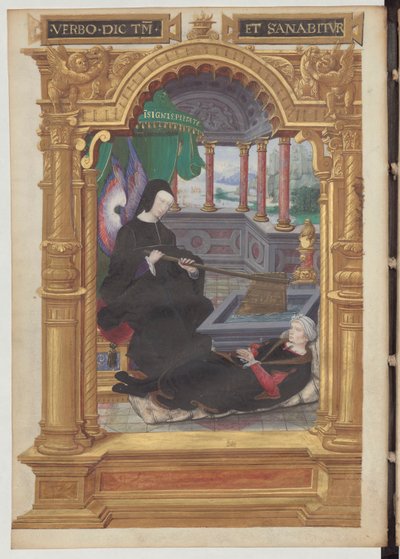 Ludwika Sabaudzka trzymająca ster, symbol regencji. Frontispis do Gestes de Blanche de Castille autorstwa Etienne Leblanc. autorstwa Noel Bellemare