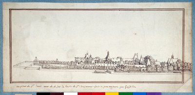 Szpital St Louis (pióro i atrament z praniem na papierze) autorstwa Noel Gasselin