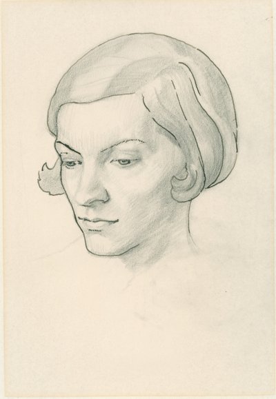 Portret żony artysty, Celia Fiennes (ołówek na papierze) autorstwa Noel Rooke