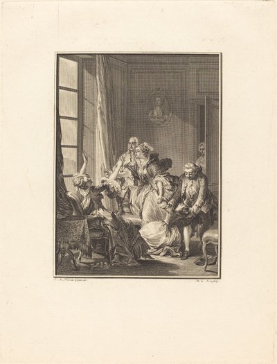 Julie mdleje w fotelu autorstwa Noël Le Mire after Jean Michel Moreau