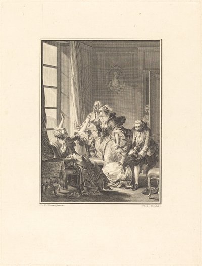 Julie mdleje w fotelu autorstwa Noël Le Mire after Jean Michel Moreau