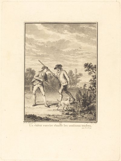 Gwałtowne ćwiczenia tłumią czułe uczucia autorstwa Noël Le Mire after Jean Michel Moreau