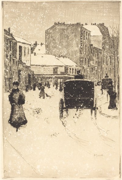 Bulwar Clichy w śniegu autorstwa Norbert Goeneutte