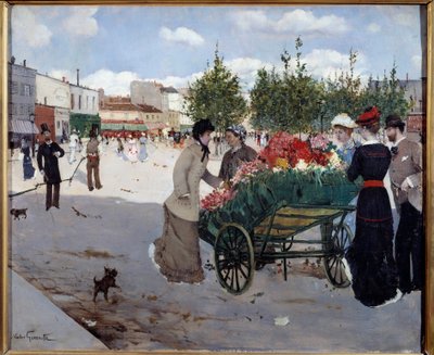 Kwiaciarnia na Boulevard Rochechouart w Paryżu (Marche de la Madeleine). Obraz Norberta Goeneutte (1854-1894) autorstwa Norbert Goeneutte