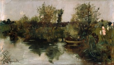 N.Goeneutte, idylliczny krajobraz rzeki autorstwa Norbert Goeneutte