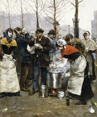Zupa na msze w zimowy dzień, Paryż, 1881 r. autorstwa Norbert Goeneutte