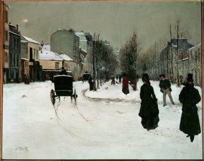 Boulevard de Clichy pod śniegiem (obraz na płótnie) autorstwa Norbert Goeneutte