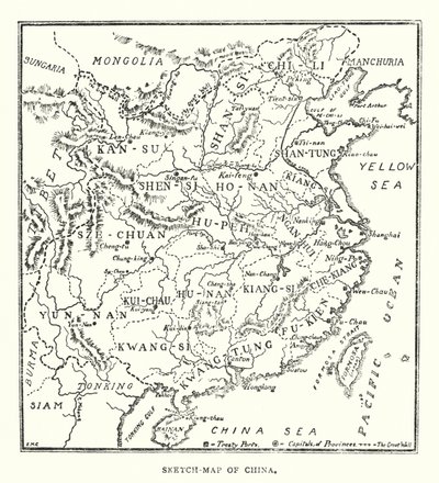 Chiny: Szkic-mapa Chin (kolor lito) autorstwa Norman Hardy