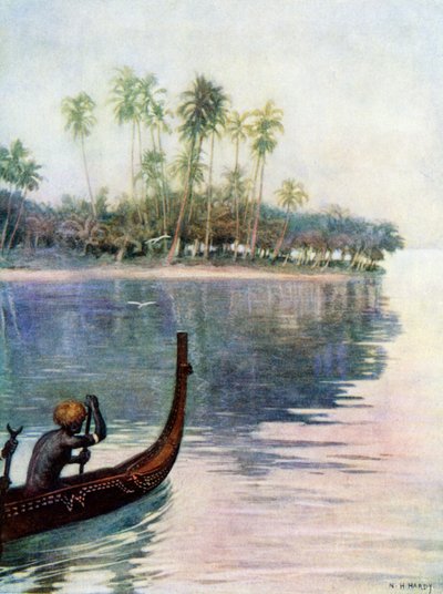 „Łagodne wiosłowanie po wodach stojących” na wyspie San Christobal, 1908 r. autorstwa Norman Hardy