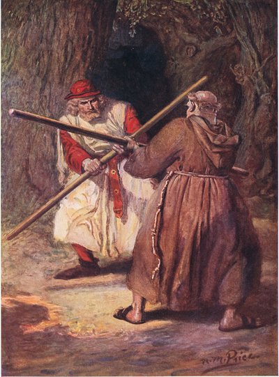 Ustąpił przed stałymi pociągnięciami Friar Tuck, ilustracja z „The Children
