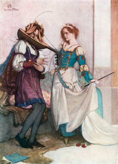 The Gentle Katherine. Poskromienie złośnicy - akt II, scena 1 (kolorowa litografia) autorstwa Norman Mills (after) Price