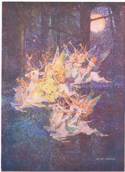 The Fairy Love: Przez las patrzył księżyc, tam widziałem zbliżające się Fays (kolor lito) autorstwa Norman Mills Price