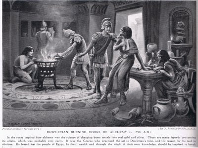 Dioklecjan palący księgi Alchemii 290 AD autorstwa Norman Prescott Davies