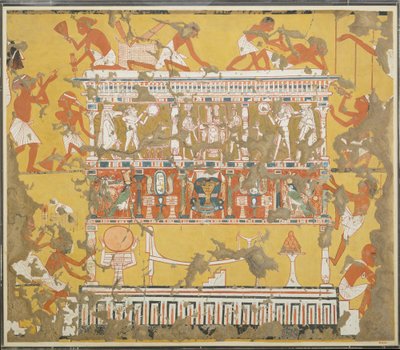 Budowa katafalku, Grobowiec Ipuy, ok. 1930 r. 1279-1213 pne (tempera na papierze) autorstwa Norman de Garis Davies