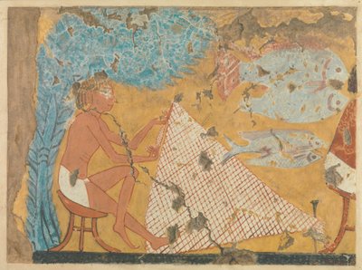 Człowiek tworzący sieć, Grób Ipuy, c.1295-1213 pne (tempera na papierze) autorstwa Norman de Garis Davies