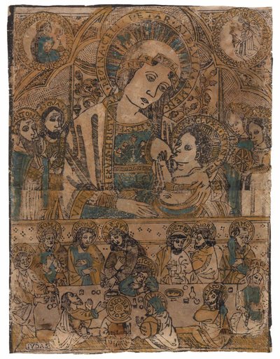 Madonna laktany z Ostatnią Wieczerzą (drzewryt) autorstwa Northern Italian School
