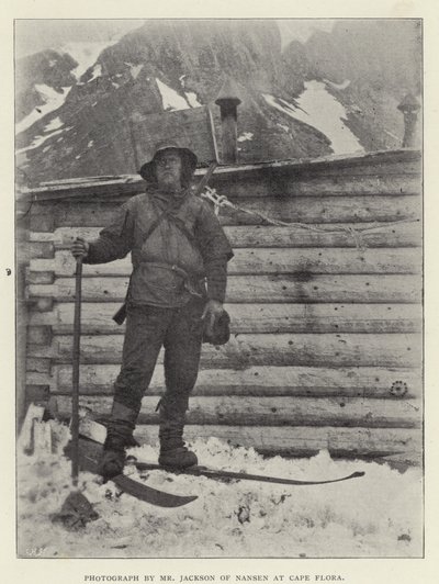 Zdjęcie pana Jacksona z Nansen w Cape Flora (zdjęcie czarno-białe) autorstwa Norwegian Photographer