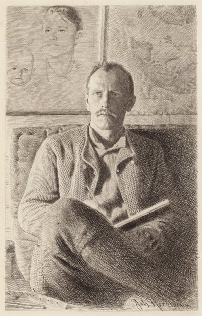 Portret Fridtjofa Nansena (akwaforta) autorstwa Norwegian School
