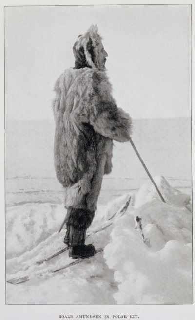 Roald Amundsen w zestawie polarnym, z "The South Pole...", wyd. 1912 (litografia) autorstwa Norwegian School