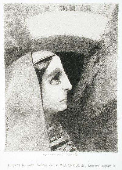 Edgarowi Poe (Przed czarnym słońcem melancholii pojawia się Lenore) autorstwa Odilon Redon