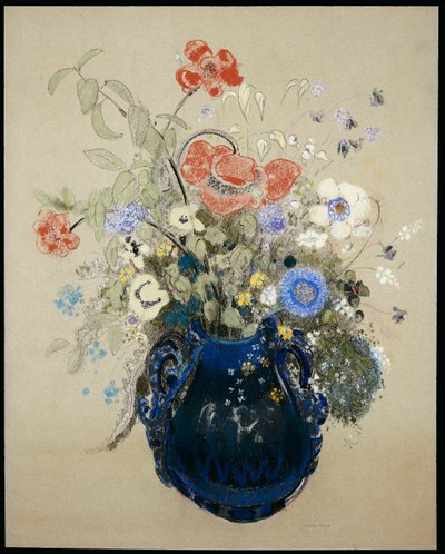 Wazon niebieskich kwiatów, ok. 1905-08 autorstwa Odilon Redon
