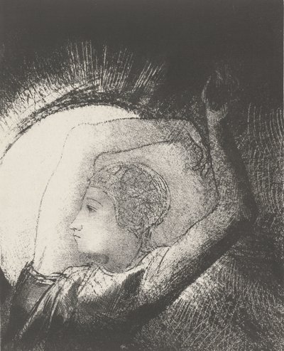 Kobieta odziana w słońce, 1899 (druk) autorstwa Odilon Redon
