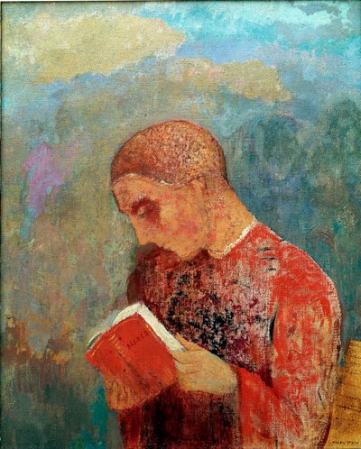 Alzacja lub czytający mnich, ok. 1914 (olej na płótnie) autorstwa Odilon Redon