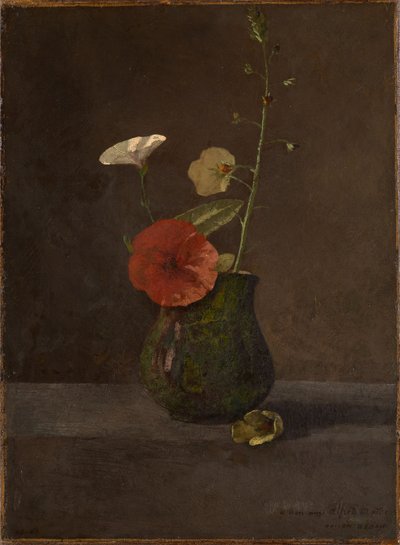 Martwa natura z kwiatami w zielonym dzbanku autorstwa Odilon Redon