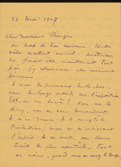 Brief an Andries Bonger autorstwa Odilon Redon