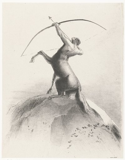 Centaur wskazuje na niebo Centaur wycelowany w nos autorstwa Odilon Redon