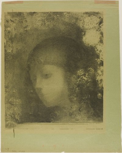 Głowa dziecka z kwiatami autorstwa Odilon Redon