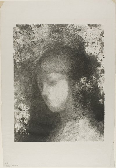 Głowa dziecka z kwiatami autorstwa Odilon Redon