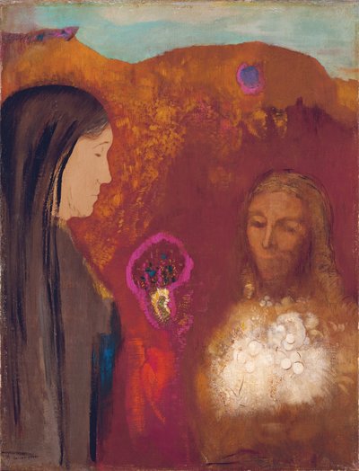 Chrystus i Samarytanka (Bukiet białych kwiatów) autorstwa Odilon Redon