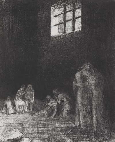 W cieniu ludzie płaczą i modlą się... autorstwa Odilon Redon