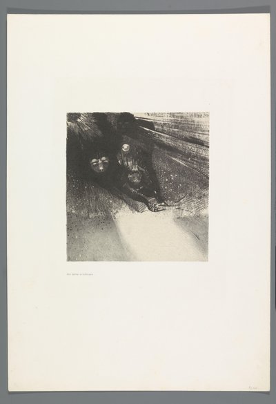 Des larves si hideuses La Maison Hautée, 6 litografii okładka strona tytułowa Nawiedzony dom, La Maison Hantée, ilustracje do tekstu: Bulwer-Lytton, przetłumaczony na francuski przez René Philipona, (tytuł serii) autorstwa Odilon Redon
