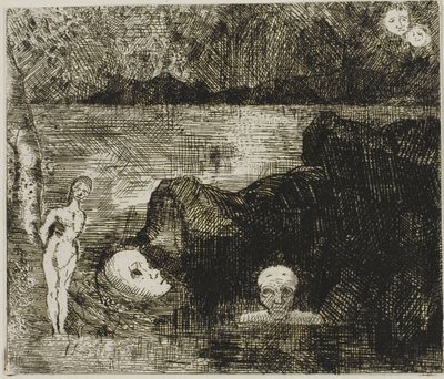 Dream Vision, n. 1880 (etsaus ja kuivakärki norsunluun kudospaperille) kiillotusaine autorstwa Odilon Redon