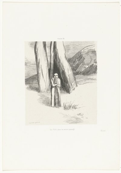 Szaleniec w ponurym krajobrazie Un FOU, dans un morne paysage (tytuł na przedmiocie) autorstwa Odilon Redon