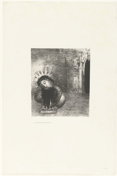 Długi pop koloru krwi ...une longue chrysalide couleur de sang... Tentation de Saint-Antoine (2) (tytuł serii) Kuszenie św. Antoniego (tytuł serii) autorstwa Odilon Redon