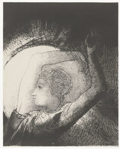 Kobieta odziana w słońce ...une femme revêtue du Soleil (tytuł na obiekcie) Apocalypse de Saint-Jean (tytuł serii) Objawienie Jana (tytuł serii) autorstwa Odilon Redon