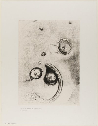 A bezgłowe oczy unosiły się jak mięczaki, płyta XIII Tentation de St. Antoine autorstwa Odilon Redon
