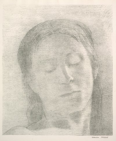 Oczy zamknięte, 1890. autorstwa Odilon Redon