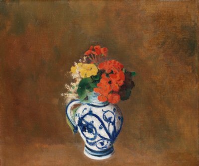 Kwiaty w niebieskim wazonie, ok. 1900 autorstwa Odilon Redon