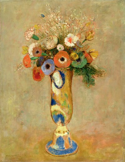 Kwiaty w malowanym wazonie autorstwa Odilon Redon