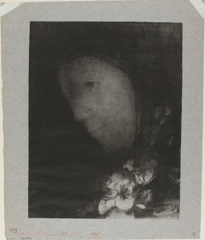 Głowa kobiety w kwiecistym bukiecie autorstwa Odilon Redon
