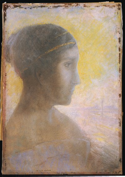 Głowa młodej kobiety z profilu, ok. 1895 r. autorstwa Odilon Redon