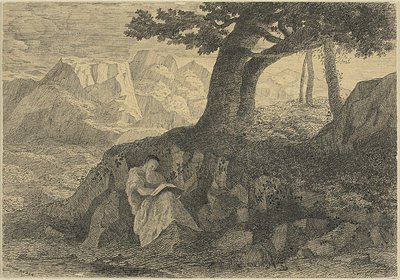 Pustelnik w krajobrazie autorstwa Odilon Redon