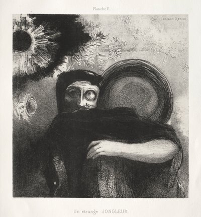 Hołd dla Goi: Dziwny żongler, 1885. autorstwa Odilon Redon